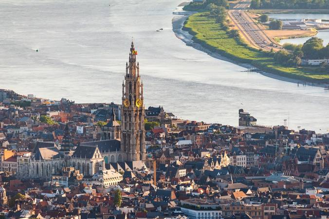 the Cathedral of Our Lady and the Antwerp skyline